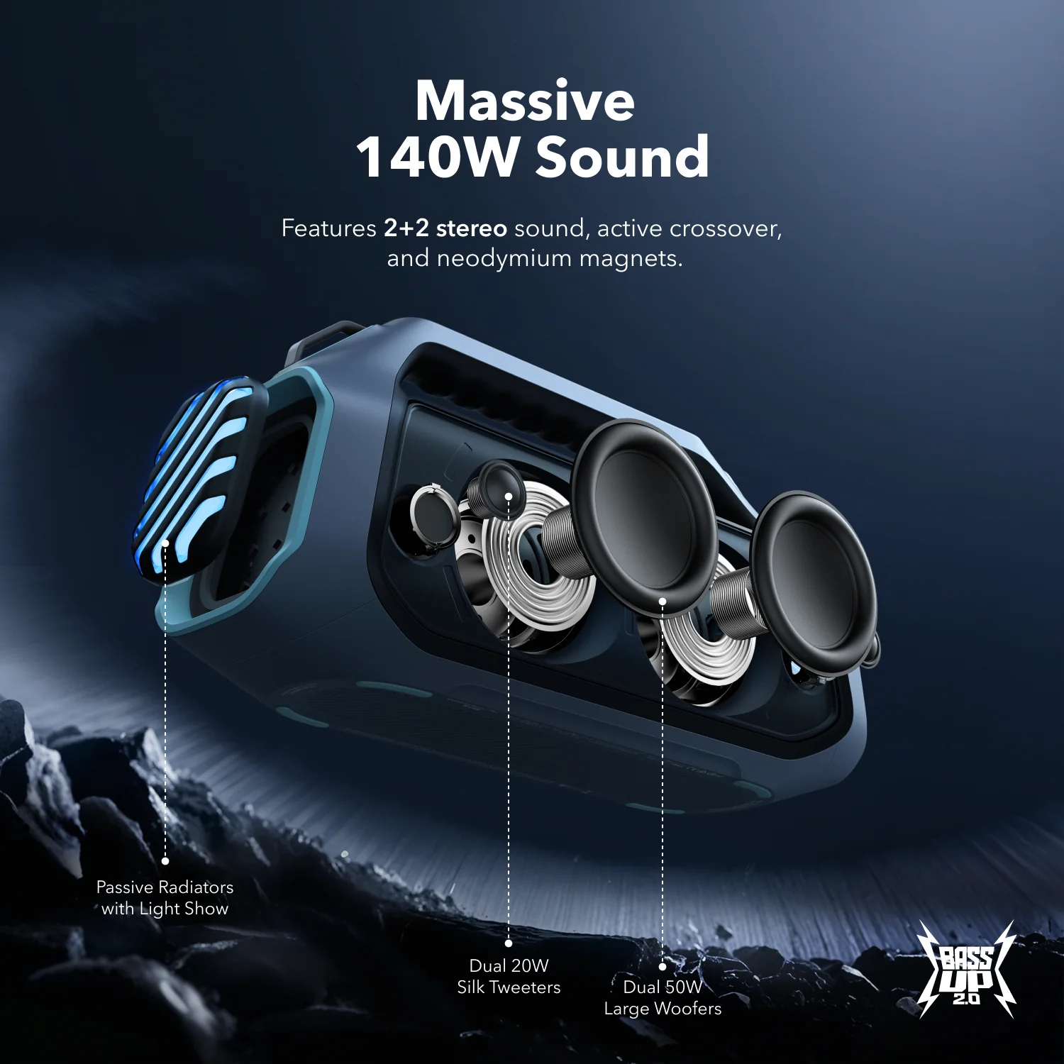 soundcore Boom 2 Plus Powerful Outdoor Bass Bluetooth Speaker - Image 17